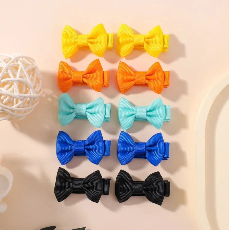 10pcs/Set Mini Hair Bow Clips for Baby Girls Cute Dopamine Color Handmade Bowbots Hairpins Lovely Headwear Kid Hair Accessories