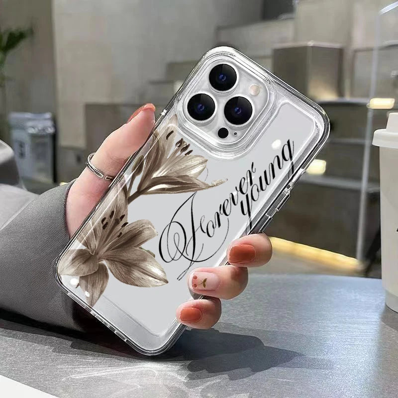 Vintage Lily Floral And English Art Design Phone Case For iPhone Air 17E 17 16 15 14 13 12 11 Pro Max XS XR X 7 8 Plus 16E Cover