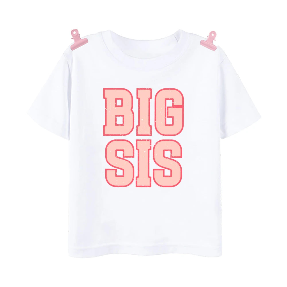 Big Bro Big Sis Little Bro Lilttle Sis Print Family Matching Shirt Boys Girls Sibling Tee T-shirt Kids Summer Short Sleeve Tops