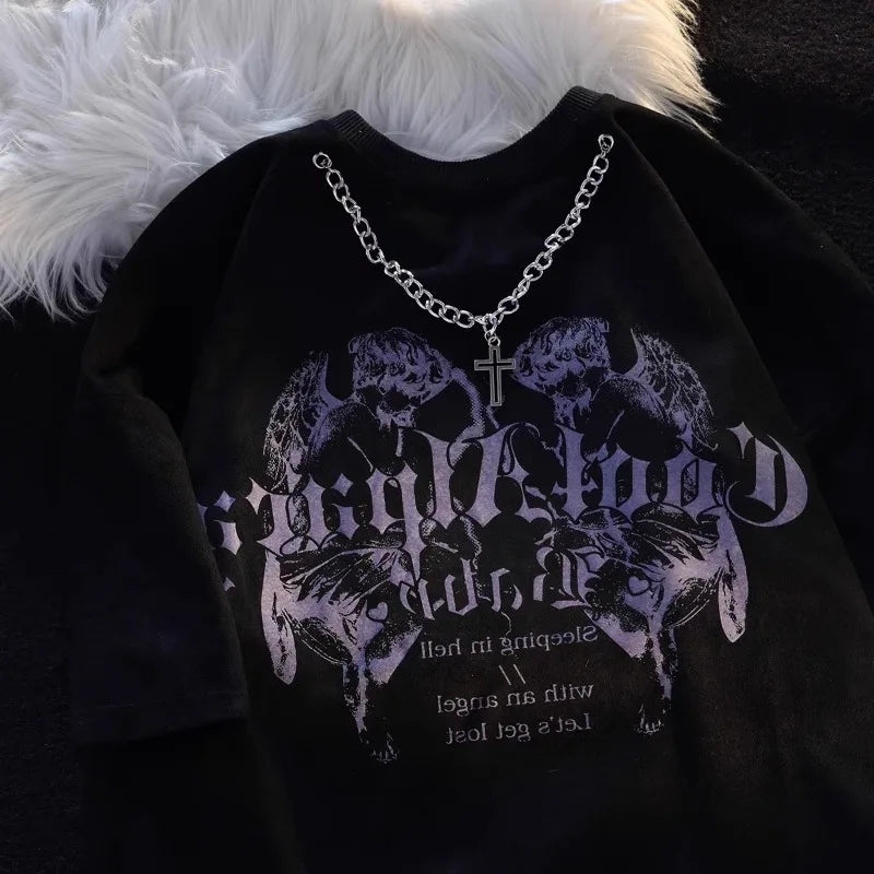 Streetwear BF Tshirts Women 2025 Ropa Mujer Y2k Tops Harajuku Chain Summer T-shirts O-neck Short Sleeve Tees Oversized T-shirt