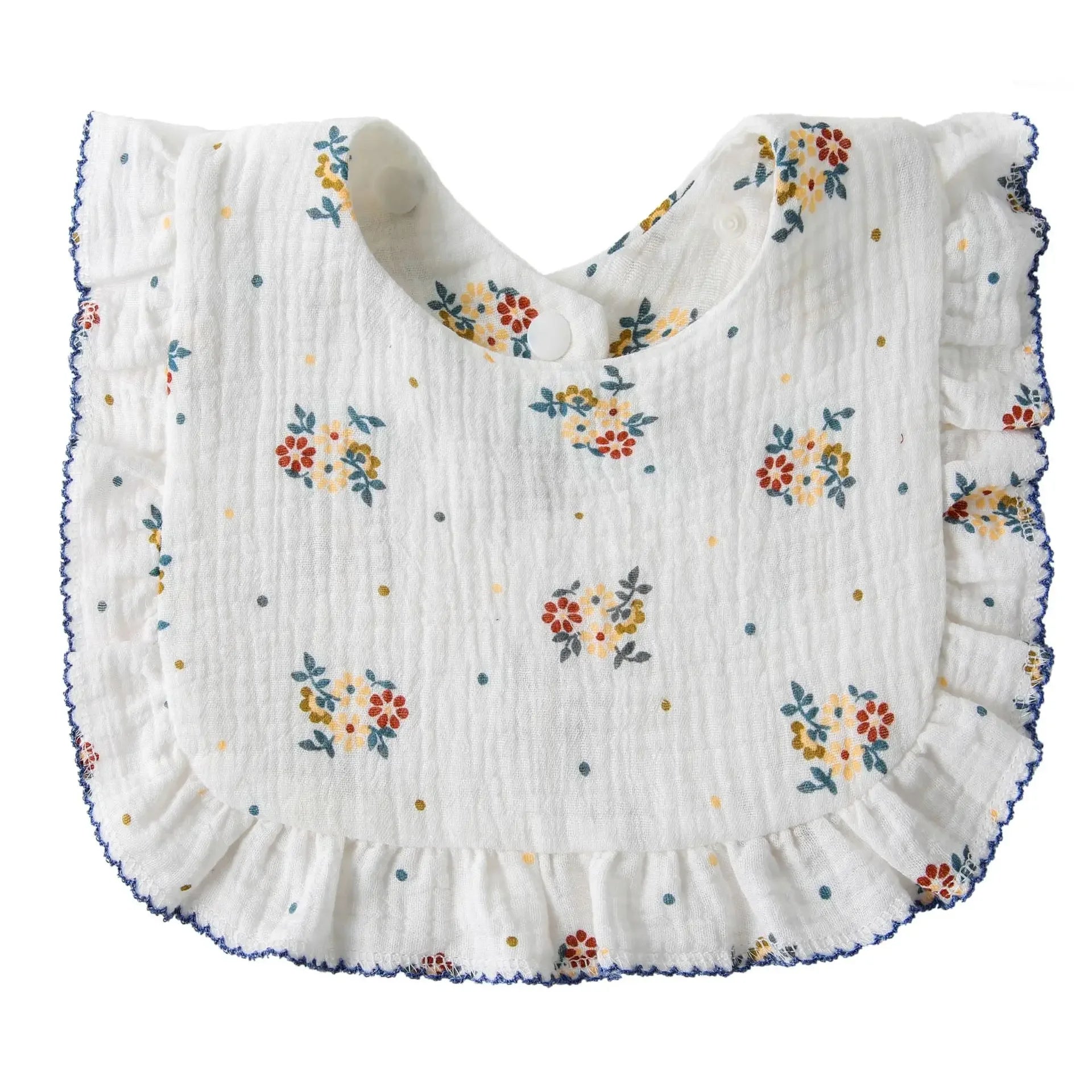 Cotton Baby Bib Infant Muslin Burp Cloths Girls Feeding Bibs Drool Saliva Towel Toddler Ruffle Floral Bib Babies Accessories