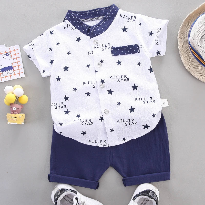 2024 Summer Casual Clothes Fashion Baby Boy's Suit Set Top Shorts 2PCS Baby Clothing Set For Boys Infant Suits Kids Clothes
