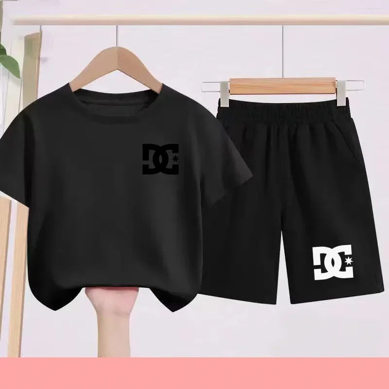 Ensembles d'été Enfants 3-13 Ans Imprimé Mignon T-shirt Sport Manches Courtes + Shorts Décontractés Garçons Filles Tenues Cadeau